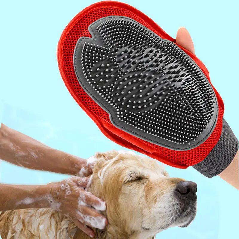 Double-Sided Dog Massage Glove for Bathing and Grooming