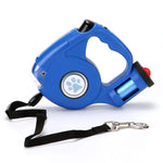 Retractable Dog Leash with Flashlight and Waste Bag Holder